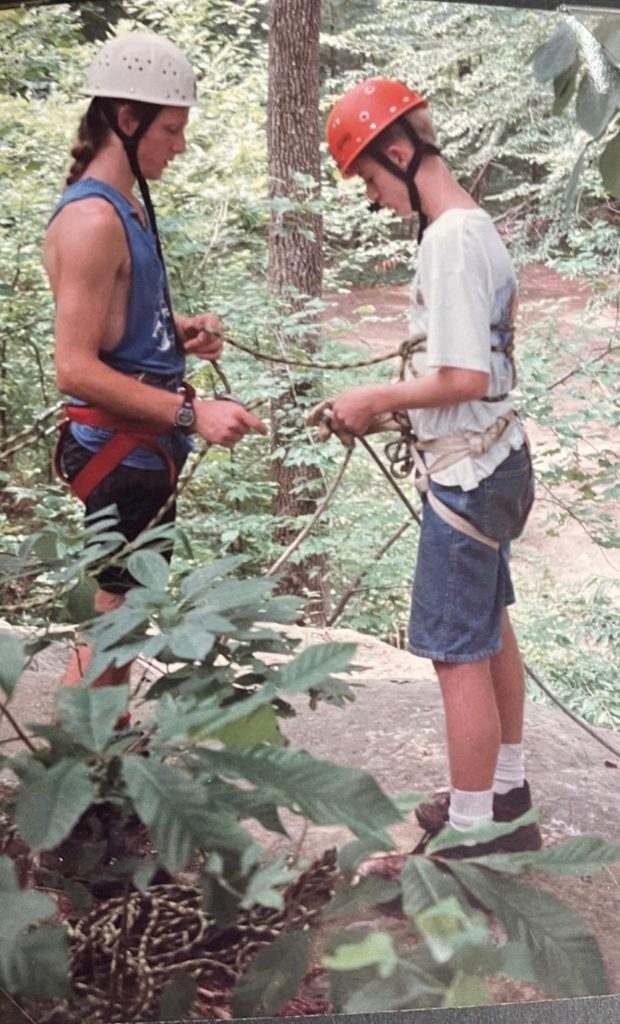Adventure Specialty Camp and Trekking Specialty Camp – Summer 1992 Camp Ondessonk Campers learning Rock climbing techniques