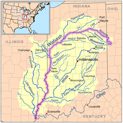Map of the Wabash River watershed.