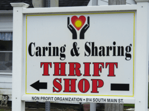Caring & Sharing Thrift Shop Sign