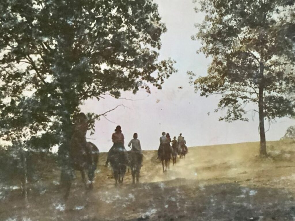 Family Camp’s Evolution to Labor Day Friends Weekend. Vintage Horseback Riding photo at Camp Ondessonk