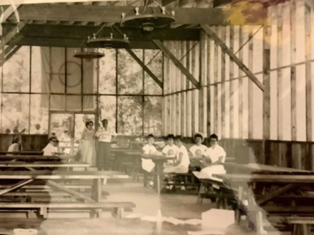 Vintage photo of the Original Dining Hall at Camp Ondessonk
