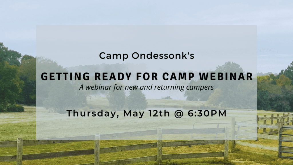 Camp Ondessonk webinar announcement over pastoral field
