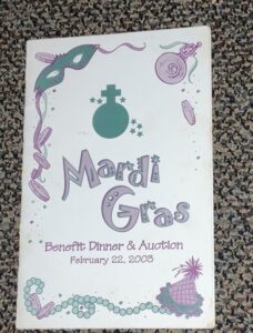 Mardi Gras benefit dinner auction, February 22, 2003.