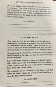 Silver Crest and Saint Rene awards.