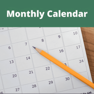 Monthly calendar with pencil and dates.
