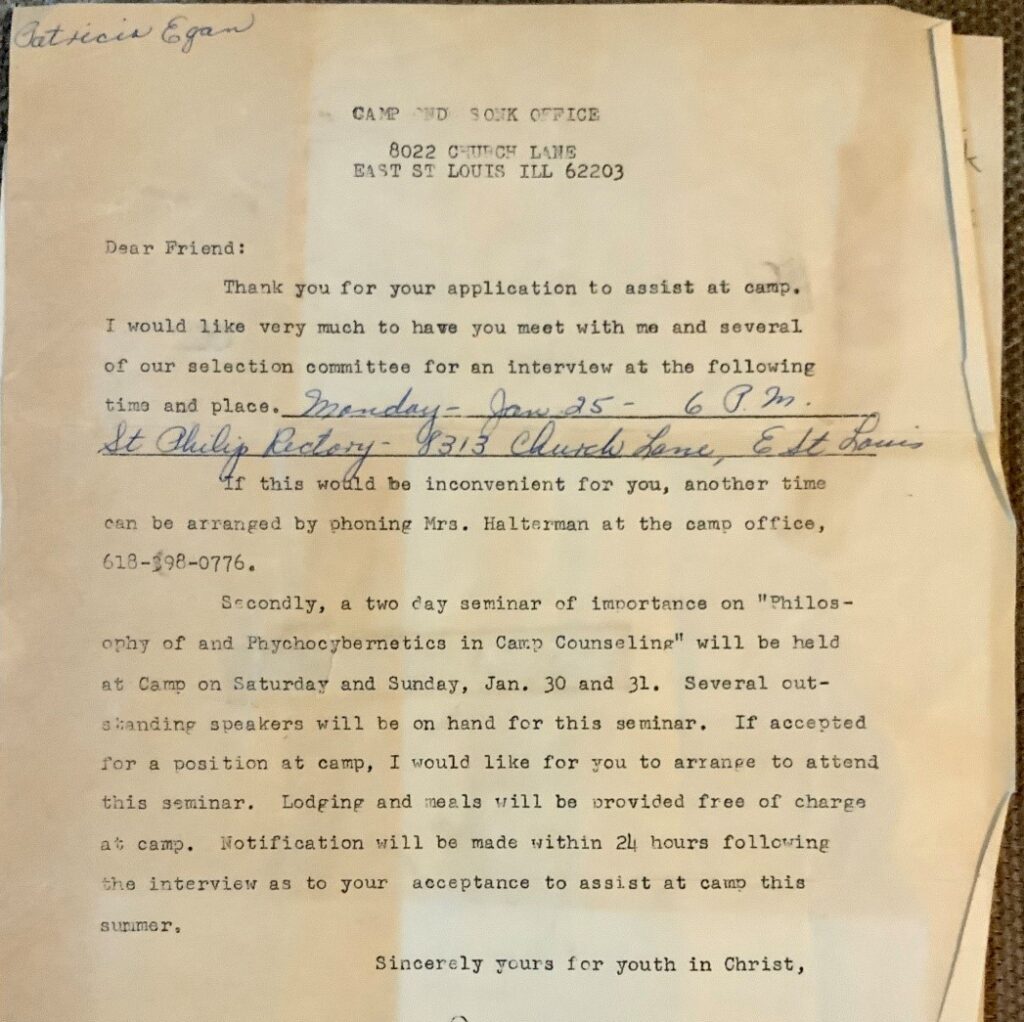 Learning Leadership on the Job.  A letter in 1971 asking applicants to meet for an interview.