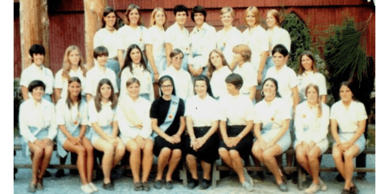 Learning Leadership on the Job.  Camp Ondessonk Girls Staff Photo 1970