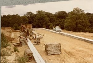 Foundation under construction with a truck.
