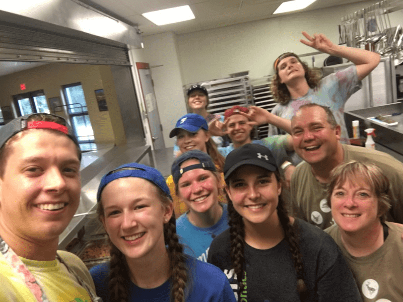 Scott and Cindy Wobbe: Full Circle – Volunteer Spotlight - In the dining hall kitchen with Camp Ondessonk Summer Staff
