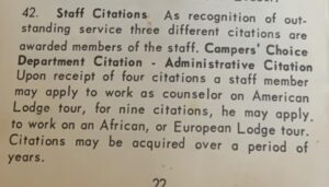 Staff citations for outstanding service.