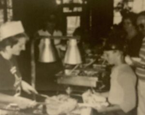 Two people in black and white photo
