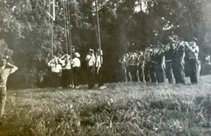 Black and white photo of boy scouts.