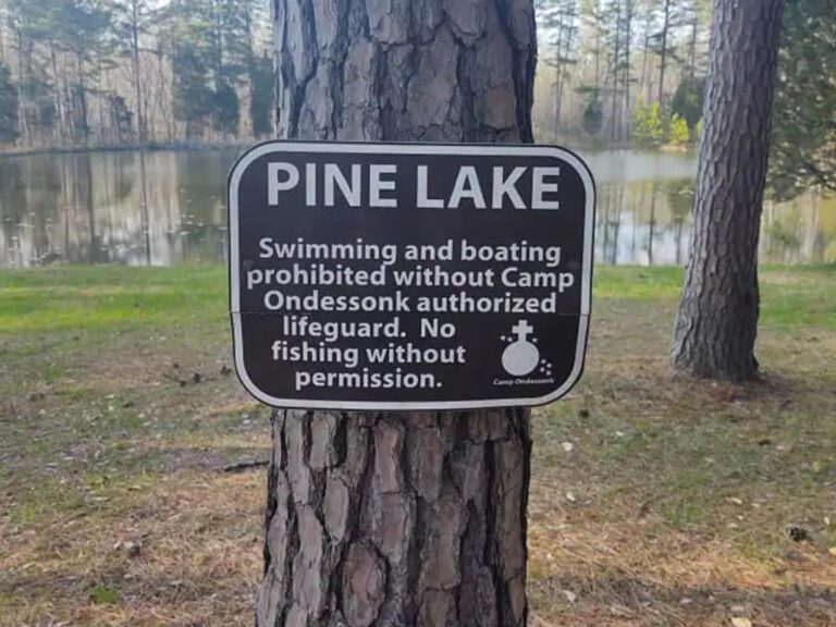 Pine Lake: No swimming, boating, or fishing.